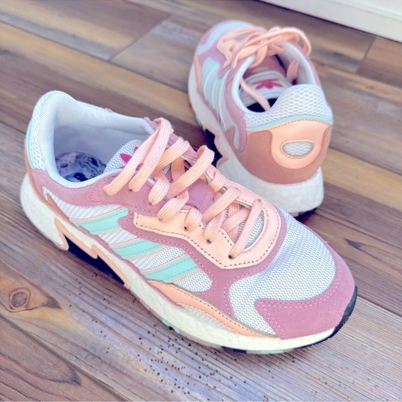 Adidas TRESC RUN SHOES CLOUD WHITE / CLEAR MINT /ORANGE Size 6 - Picture 5 of 10